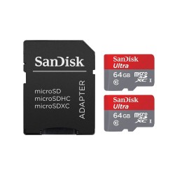 2 PACK - SANDISK ULTRA 64GB MICRO SDXC UHS-I MEMORY CARD WITH ADAPTER 80MB/s